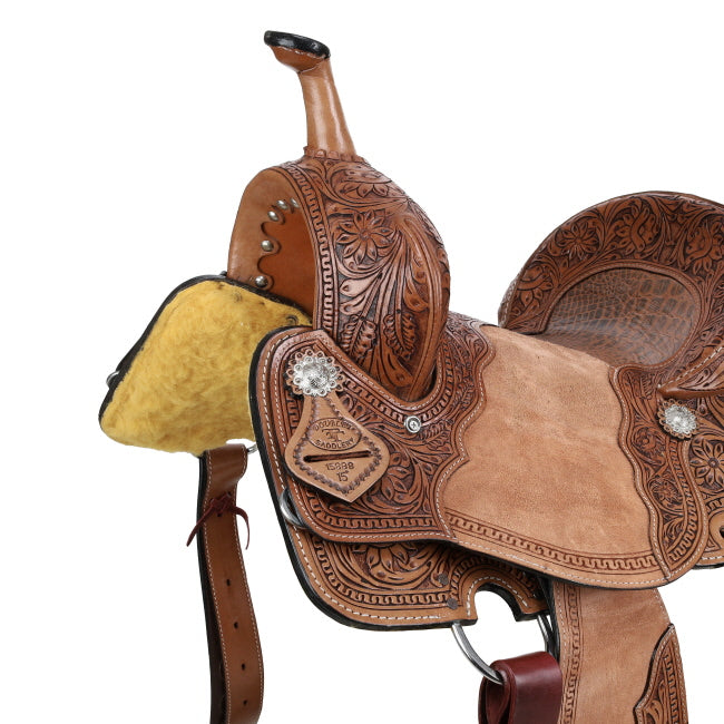 Double T Exotic Golden Gator Barrel Saddle - 15 inch