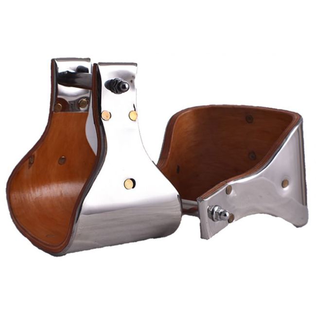 Showman Polished Stainless-Steel Covered Wood Stirrup