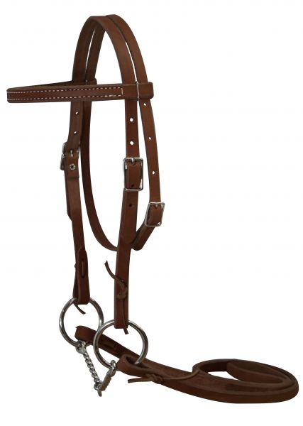 Double Stitched Pony Bridle w/ Twisted Wire Snaffle Bit & Reins