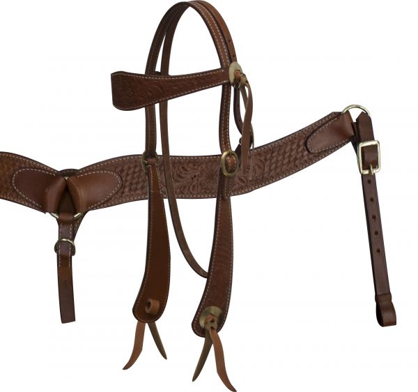 Double T Pleasure Saddle w/ Matching Headstall & Breast Collar - 16 inch