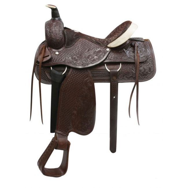 Buffalo Rustler Argentina Cow Leather Roper Style Saddle - 16 inch