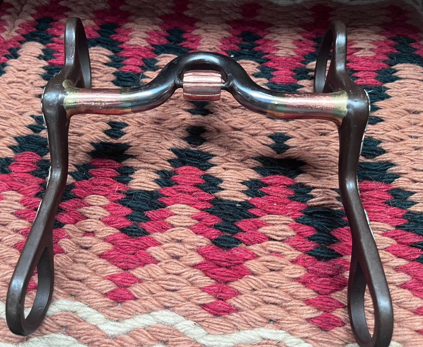 Floral Medium Port Black Curb Bit w/ Copper Roller