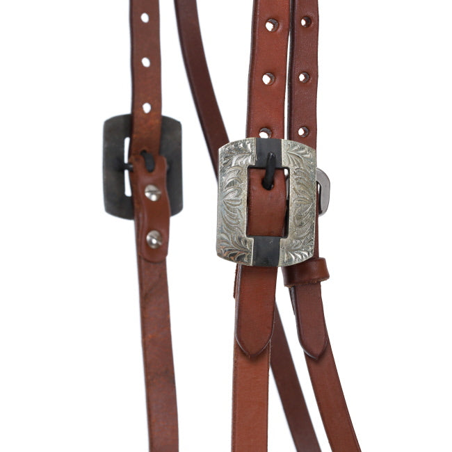 Showman Oiled Harness Leather Browband Headstall w/ Engraved Buckles