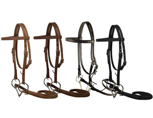 Double Stitched Pony Bridle w/ Twisted Wire Snaffle Bit & Reins