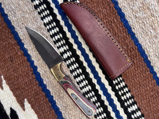 Stainless Steel Blade w/ Inlaid Wood Handle Fixed Blade Knife