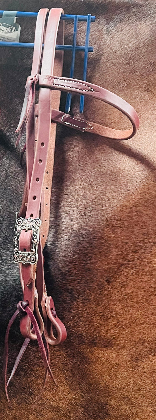 Harness Leather Browband Headstall W/ Floral Buckles