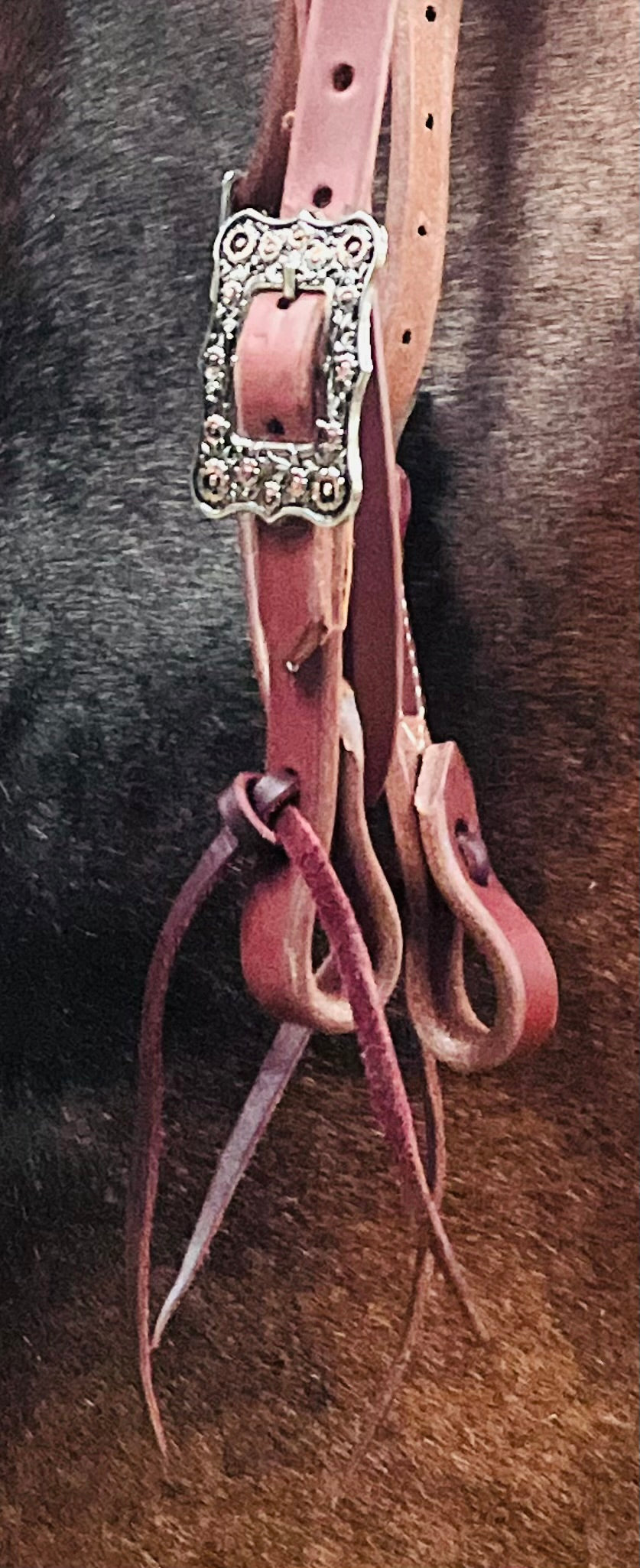 Harness Leather Browband Headstall W/ Floral Buckles