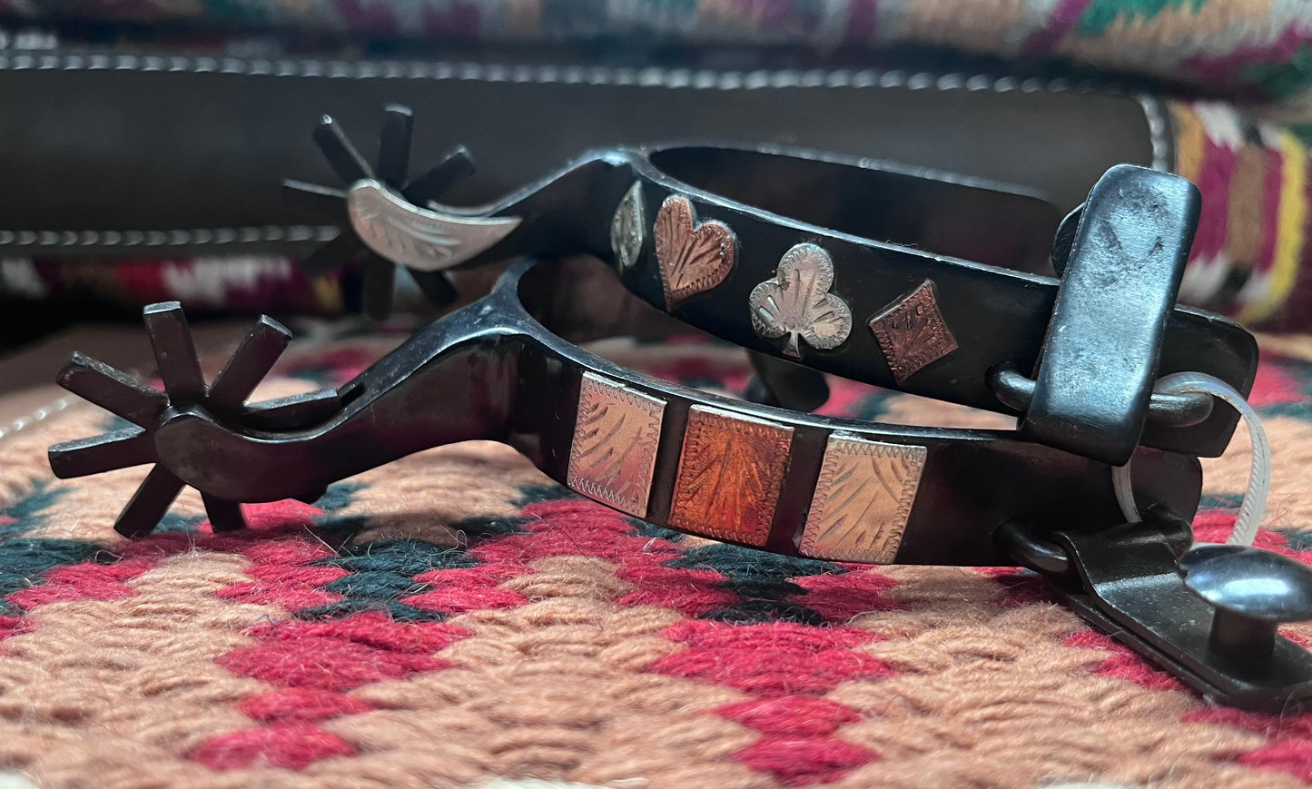 Adult's Black Steel Spur w/ Silver & Copper Engraved Detail