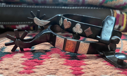 Adult's Black Steel Spur w/ Silver & Copper Engraved Detail