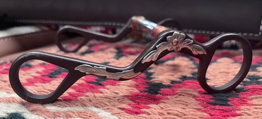Floral Medium Port Black Curb Bit w/ Copper Roller