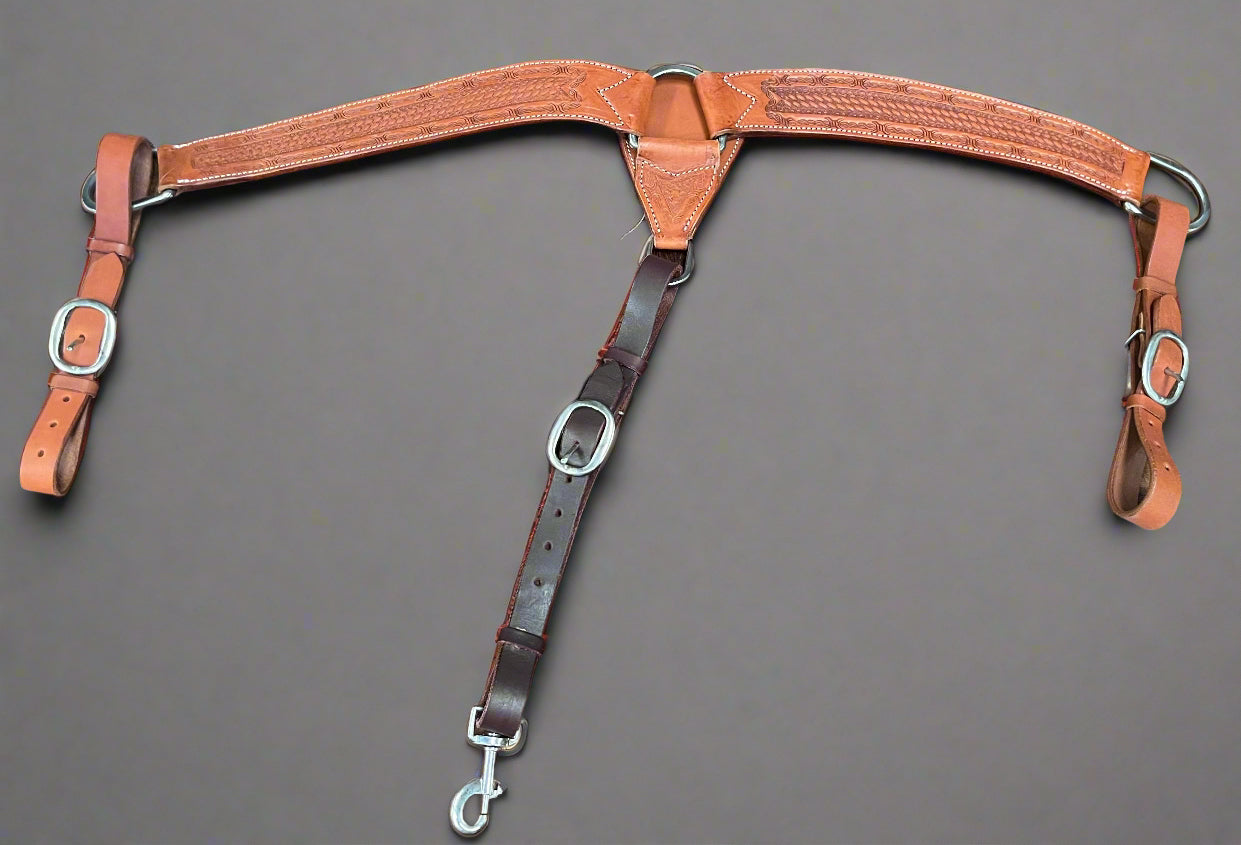 Hand-Tooled Skirting Leather Breast Collar