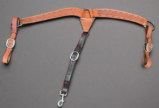 Hand-Tooled Skirting Leather Breast Collar