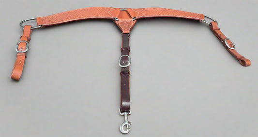 Hand-Tooled Skirting Leather Breast Collar - Extra Wide