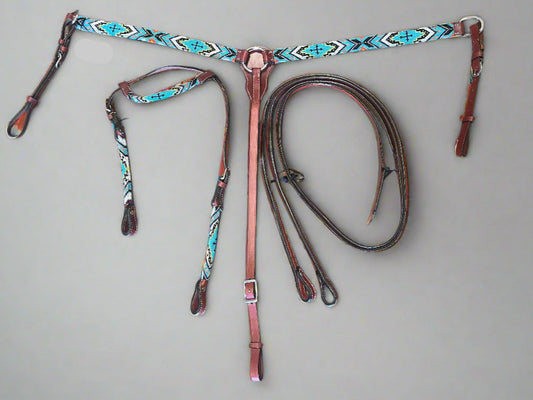 Beaded Western Headstall & Breast Collar Set