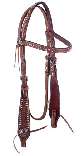 Basket Tooled Browband Argentina Cow Leather Headstall