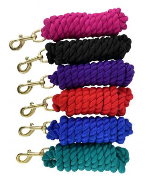 8' Braided Cotton Lead Rope with Brass Plated Snap