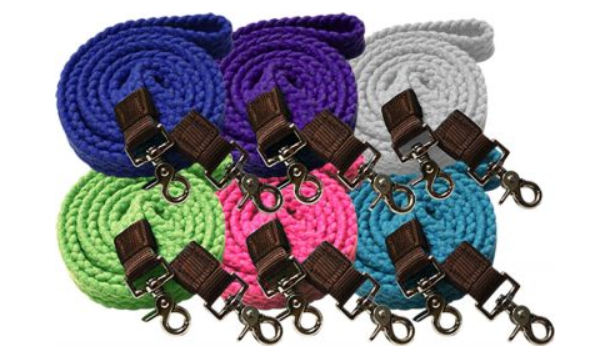 Showman 7.5' Cotton Roping Reins with Scissor Snap Ends