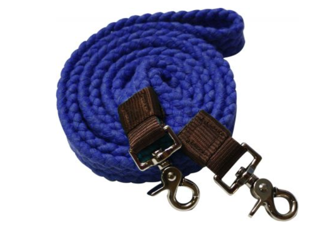 Showman 7.5' Cotton Roping Reins with Scissor Snap Ends