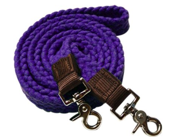 Showman 7.5' Cotton Roping Reins with Scissor Snap Ends