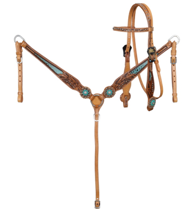 Showman Everglade Browband Headstall and Breastcollar Set