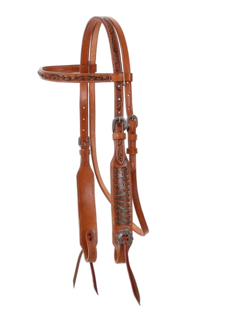 Showman Teal Bayou Browband Headstall and Breastcollar Set