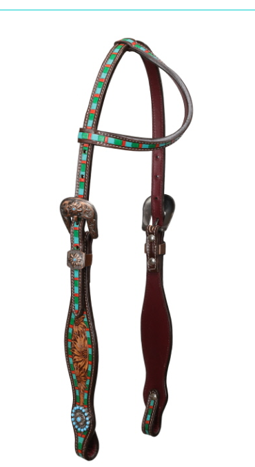 Showman Desert Bloom One Ear Headstall and Breastcollar Set