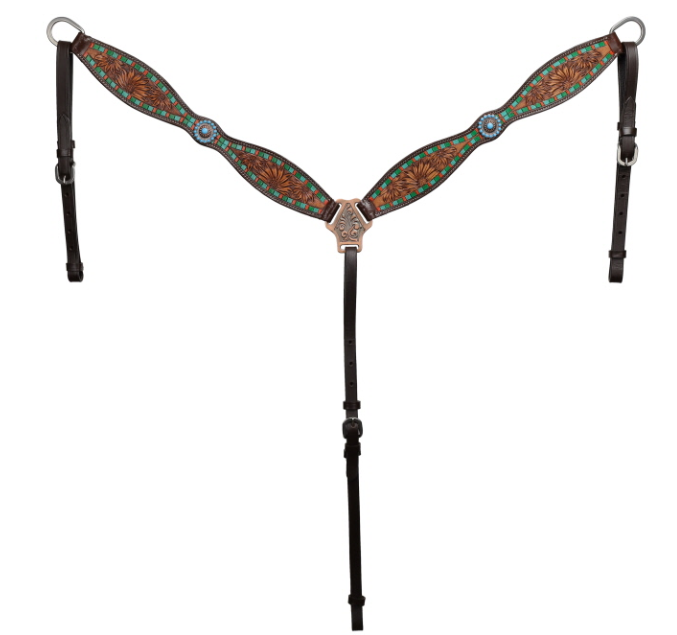 Showman Desert Bloom One Ear Headstall and Breastcollar Set
