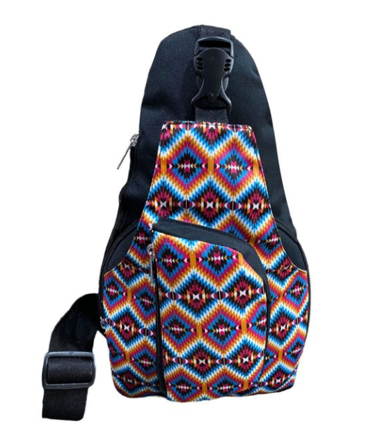 Showman Bright Pink Aztec Sling Crossbody Backpack
