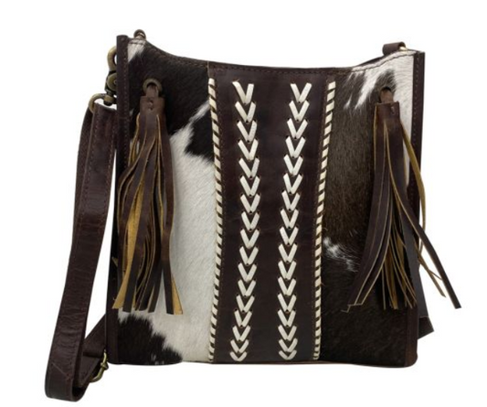 Klassy Cowgirl Hair on Cowhide Leather Conceal Carry Crossbody Bag