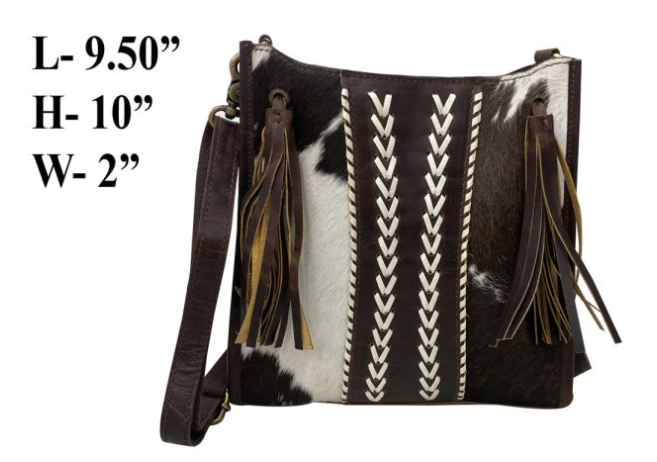 Klassy Cowgirl Hair on Cowhide Leather Conceal Carry Crossbody Bag
