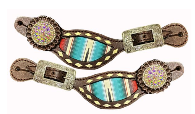 Showman Ladies Size Southwest Serape print spur straps