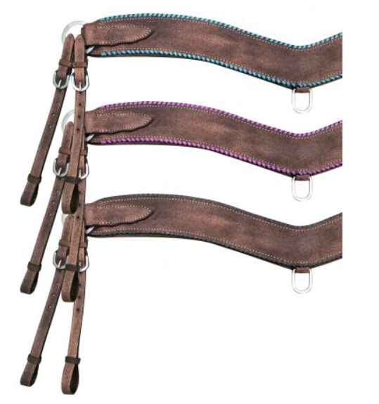 Showman Medium leather tripping collar with rawhide wrapped edge