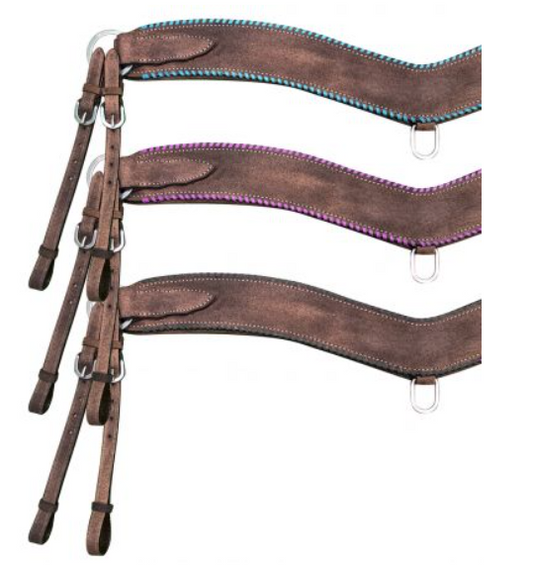 Showman Medium leather tripping collar with rawhide wrapped edge