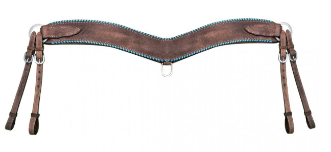 Showman Medium leather tripping collar with rawhide wrapped edge