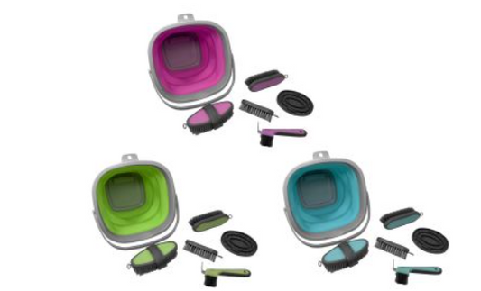 5 Piece grooming kit with collapsible bucket